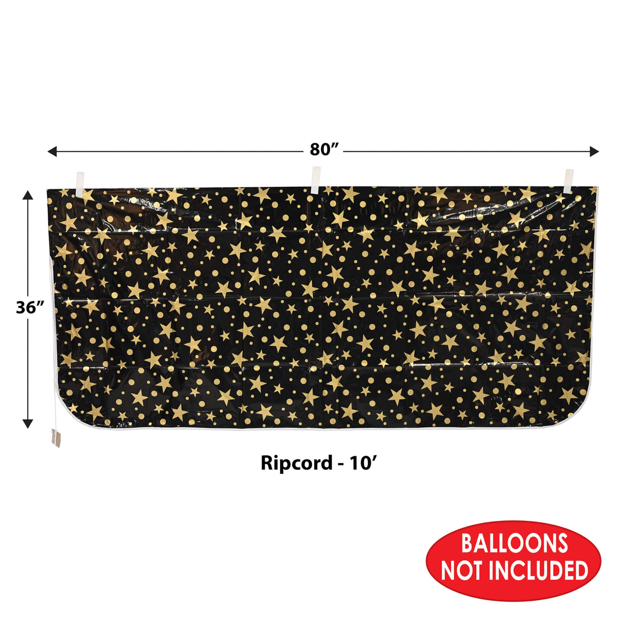Beistle 36" x 80" Black & Gold Plastic Balloon Bag